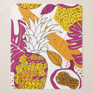 Cobertor Sherpa Flores e frutas tropicais, impressão exótico bri