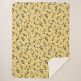Cobertor Sherpa Flores Florais Terrestres Torcidas em Amarelo Jonq