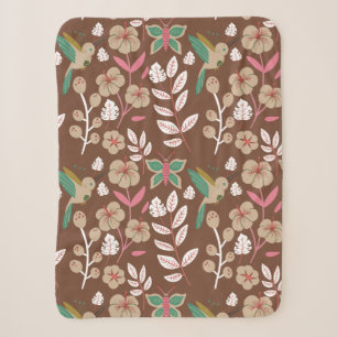 Cobertor Sherpa Flores, flores, folhas, borboletas, sem costura,
