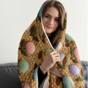 Cobertor Sherpa Flores Fofas de Pom-Pom com um Toque de Fantasia