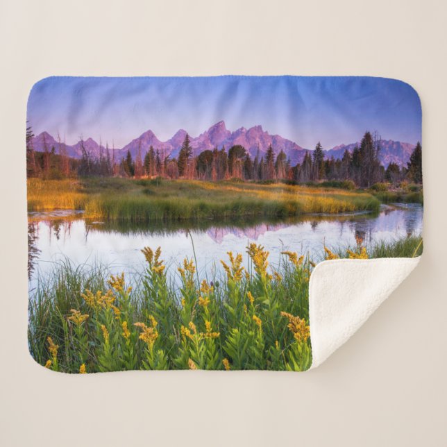 Cobertor Sherpa Flores | Grand Teton National Park, Wyoming (Frente (Horizontal))