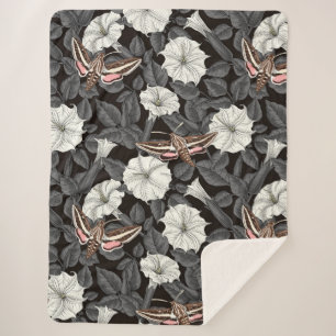 Cobertor Sherpa Flores-lua e mariposas-esfinge 2