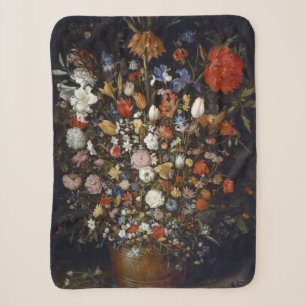Cobertor Sherpa Flores num navio de madeira (por Jan Brueghel)