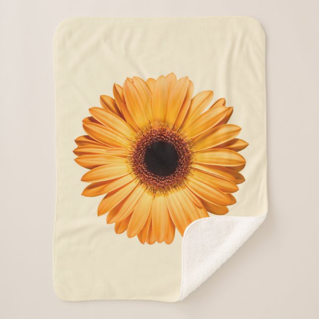 Cobertor Sherpa Flores | Orange Gerbera (Frente)