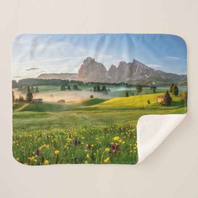 Cobertor Sherpa Flores | Primavera Alpe di Siusi Langkofel (Frente (Horizontal))
