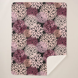 Cobertor Sherpa Flores Rosa Blush Burgundy