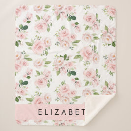 Cobertor Sherpa Flores, Rosas, Flores De Aquarela, Seu Nome
