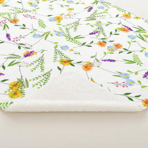 Cobertor Sherpa Flores selvagens primavera Summer