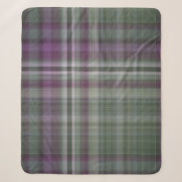 Cobertor Sherpa Flores Sombreadas Xadrez Verde e Roxo