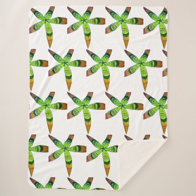 Cobertor Sherpa flores trópicas gradativas (Frente)