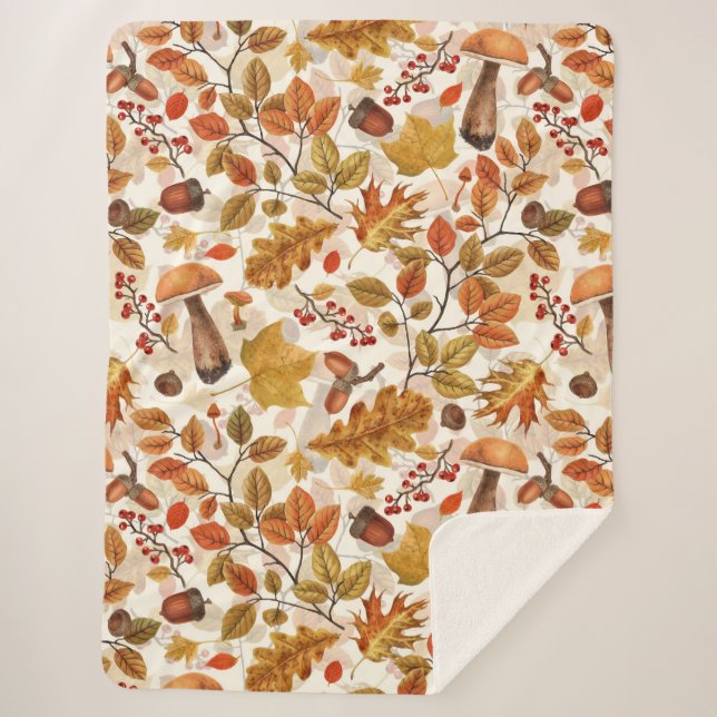 Cobertor Sherpa Floresta automática em branco (Frente)