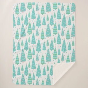 Cobertor Sherpa Floresta de Árvore de Natal Pastel