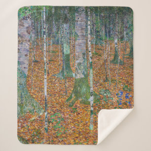 Cobertor Sherpa Floresta de Birch   Gustav Klimt  