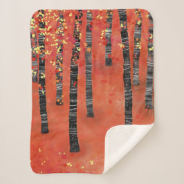Cobertor Sherpa Floresta de Pássaros Vermelho