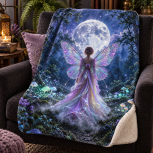 Cobertor Sherpa Floresta Fantasia de Fada ao Luar