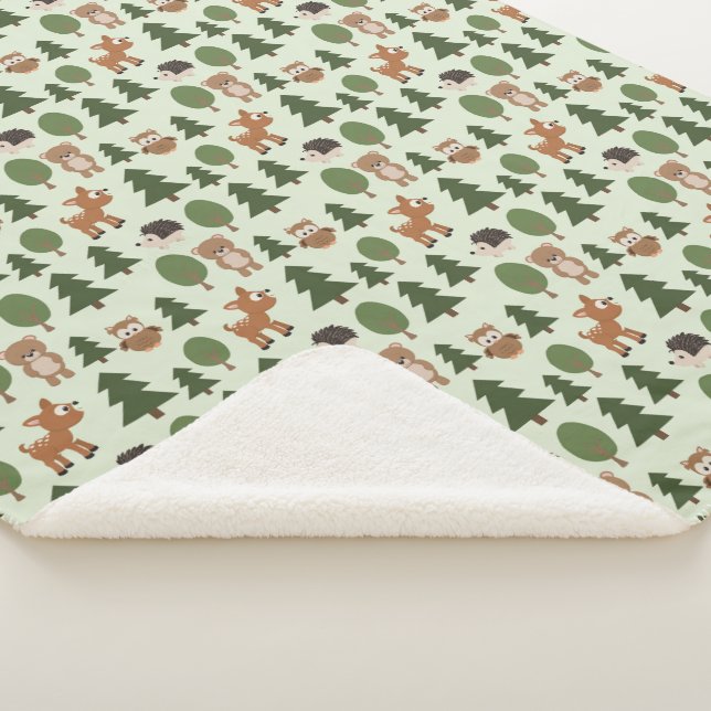 Cobertor Sherpa Floresta Natural Amigos Bebês Árvores (3/4)