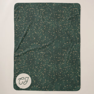 Cobertor Sherpa Floresta Verde Elegante Noite Estrelada Monograma