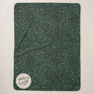 Cobertor Sherpa Floresta Verde Elegante Noite Estrelada Monograma