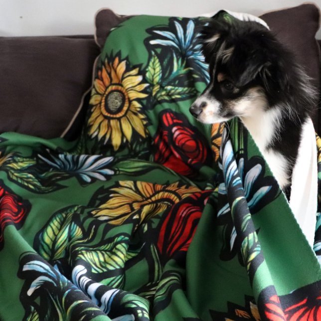 Cobertor Sherpa Florestantes do Jardim Flor Rosa Girassol e Tulipa (Criador carregado)