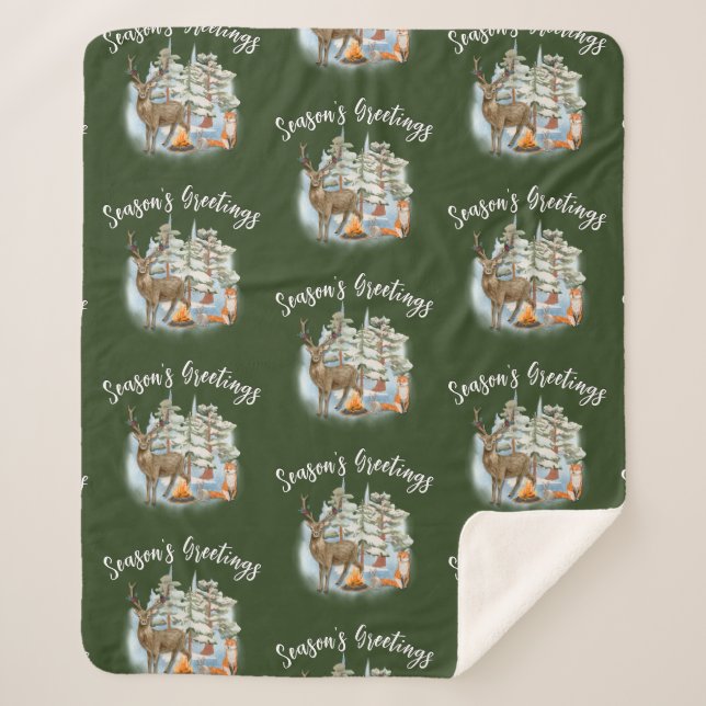 Cobertor Sherpa Florestas de Natal Média Sherpa Blanket (Frente)
