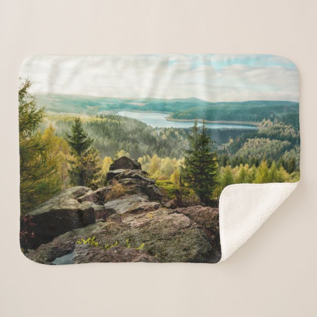 Cobertor Sherpa Florestas | Montanhas Ore Alemanha (Frente (Horizontal))