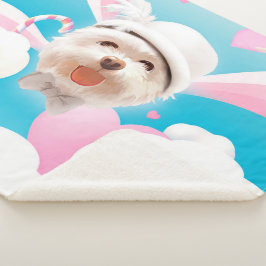 Cobertor Sherpa Fluffy Dog com White Hat