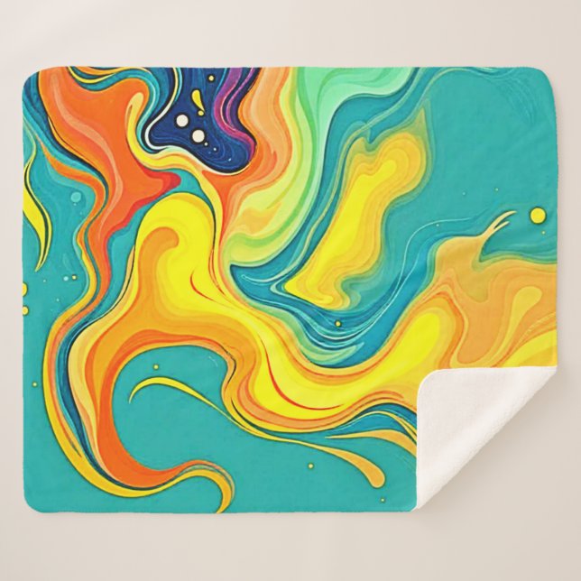 Cobertor Sherpa Fluidity of Joy: Abstract Waves (Frente (Horizontal))