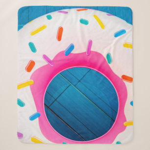 Cobertor Sherpa Flutuador de donuts amarelo e rosa