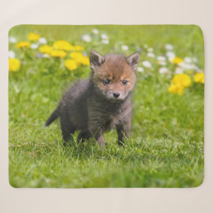 Cobertor Sherpa Fofo Floffy Red Fox Kit Cub Animais Selvagens Bebê