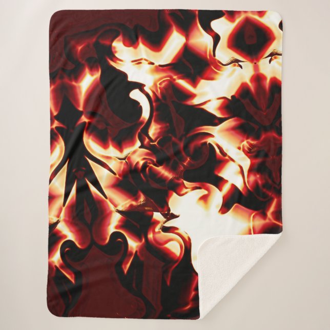 Cobertor Sherpa Fogo esculpida sobre fundo vermelho mais escuro (Frente)