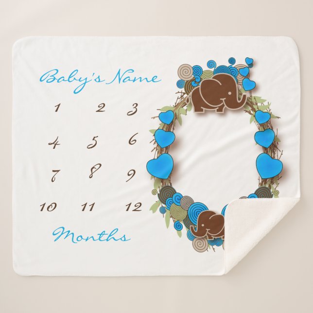 Cobertor Sherpa Foguete de Bebê do Marco - Elefante (Frente (Horizontal))