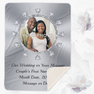 Cobertor Sherpa Foguetes de casamento personalizados e FOTO