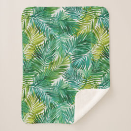 Cobertor Sherpa Folha de Palmeira Verde Ilha Tropical Luxuriante A