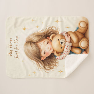 Cobertor Sherpa Folha de papel do Urso de Teddy Abraçando Garota B
