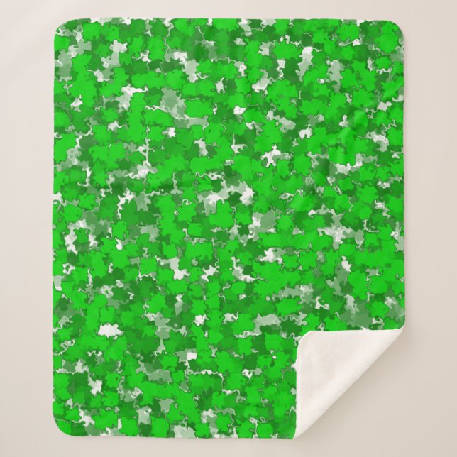 Cobertor Sherpa Folhagem abstrato Art Design Verde (Frente)
