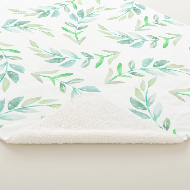 Cobertor Sherpa Folhagem de Elegante Watercolor Greenery (3/4)
