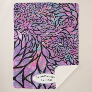 Cobertor Sherpa folhas abstrato impressionistas