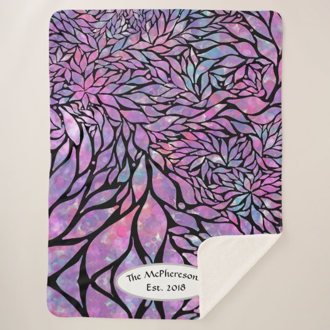 Cobertor Sherpa folhas abstrato impressionistas (Frente)