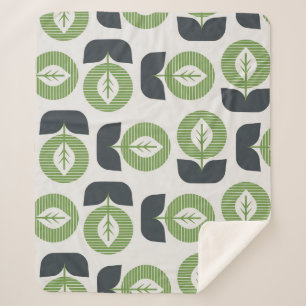 Cobertor Sherpa Folhas de Abstrato retrô: Estilo de Vintagem sem c