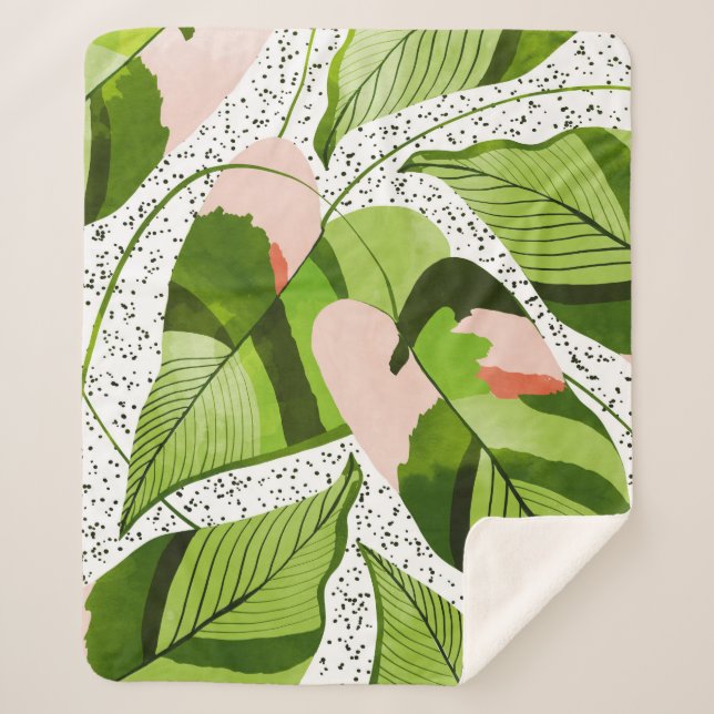 Cobertor Sherpa Folhas de Azeitona (Frente)