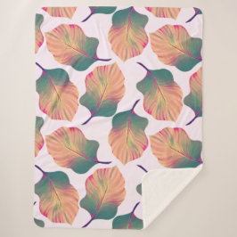 Cobertor Sherpa Folhas de Canna Tropicanna em Pastel