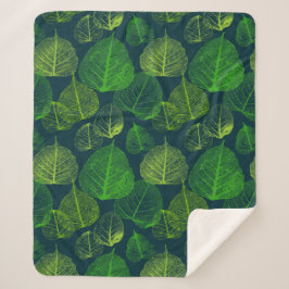 Cobertor Sherpa Folhas de esqueleto de estética biofílica