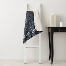 Folhas de Ginkgo Azul Marinho e Família Monograma