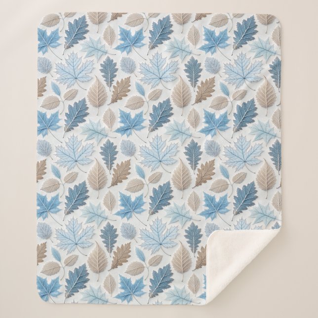 Cobertor Sherpa Folhas de inverno revestidas em geadas delicadas (Frente)
