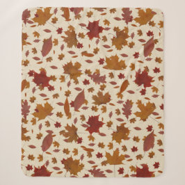 Cobertor Sherpa Folhas de outono douradas decorativas no creme