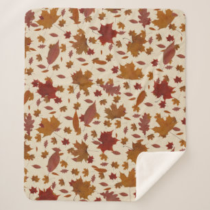 Cobertor Sherpa Folhas de outono douradas decorativas no creme