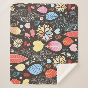 Cobertor Sherpa Folhas de outono e Aves.