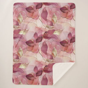 Cobertor Sherpa Folhas Douradas Cor-de-Rosa
