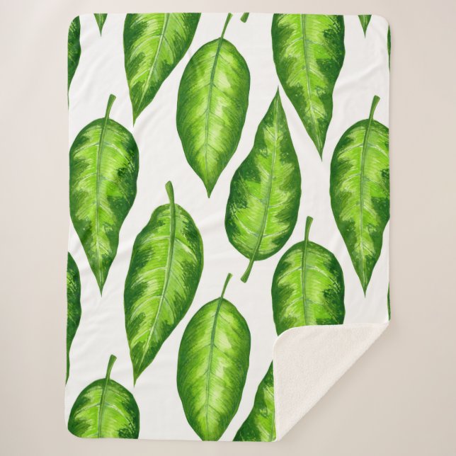 Cobertor Sherpa Folhas tropicais (Frente)