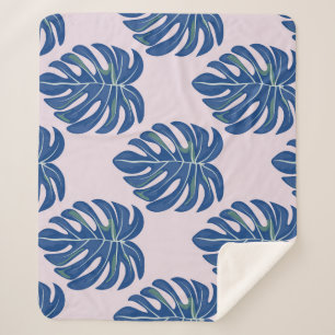 Cobertor Sherpa Folhas Tropicais Fashionáveis Padrão Sem Costura